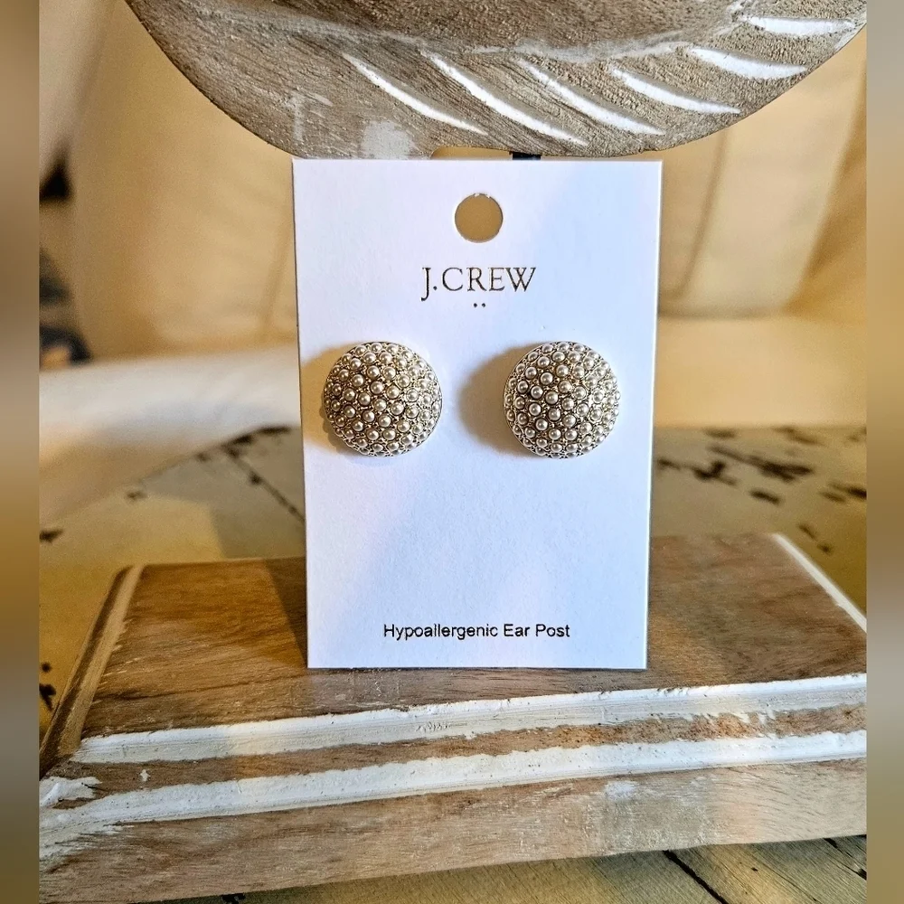 J. Crew Pearl Pave Stud Earrings